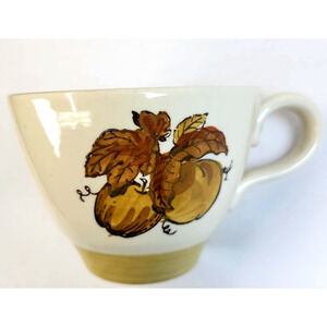Vintage Metlox Poppytrail Coffee Cup Beige Fruit Motif California Pottery USA